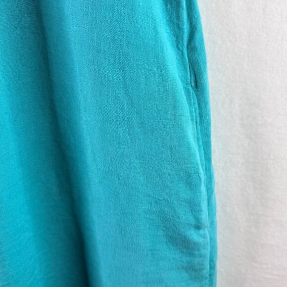Chico's Linen Popover Shirt Dress Blue Turquoise Womens 3 XL Short Sleeve - Picture 6 of 9